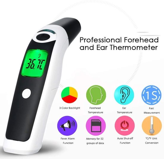 overschot gevolg koppeling Moderne lichaamsthermometer – Voorhoofd thermometer – Oor thermometer –  Thermometer... | bol.com