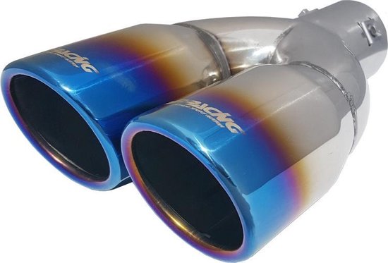 Simoni Racing Uitlaatsierstuk Dubbel Rond RVS - 76xL230mm - Montage ->61mm | SRTRX60