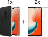 Huawei mate 20 hoesje shock proof case hoes cover hoesjes transparant - 2x Huawei mate 20 screenprotector