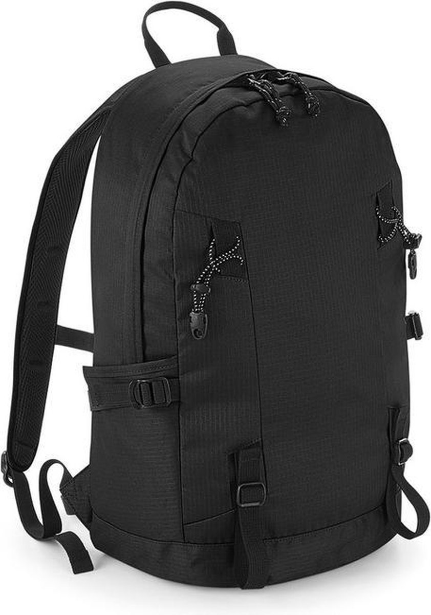 Zwarte rugzak/rugtas voor wandelaars/backpackers 20 liter - Rugtassen voor op reis - Backpacken - Wandelen - Quadra