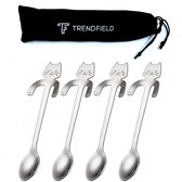 Theelepels Hangende Kat - Lepels voor Koffie & Thee met Katten Motief - Zilver