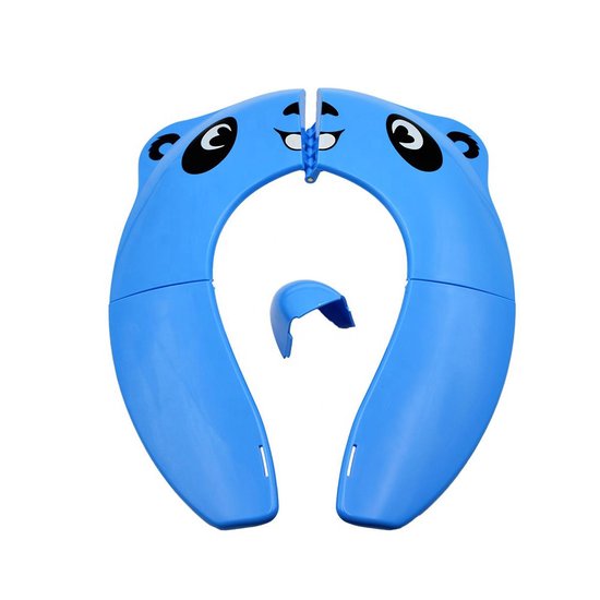 Upgrade WC Bril Verkleiner Blauw met Pandaprint in Blauwe Wasbare Tas - Peuter Potje - Camping Toilet Trainer - WC Verkleiner - Opvouwbare Toilet Zitje Onderweg/ Kampeer/ Vakantie - Uitgeklapt 36x29 cm van Upgrade — afbeelding 2
