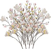 8x Creme kunst Magnolia tak 105 cm - Kunstbloemen