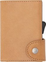 Vegetable Tanned Wallet C-secure, ruimte voor 7 passen, Ruimte voor Briefgeld en Muntgeld, met Aluminium Pasjeshouder, RFID beveiliging (Lichtbruin)