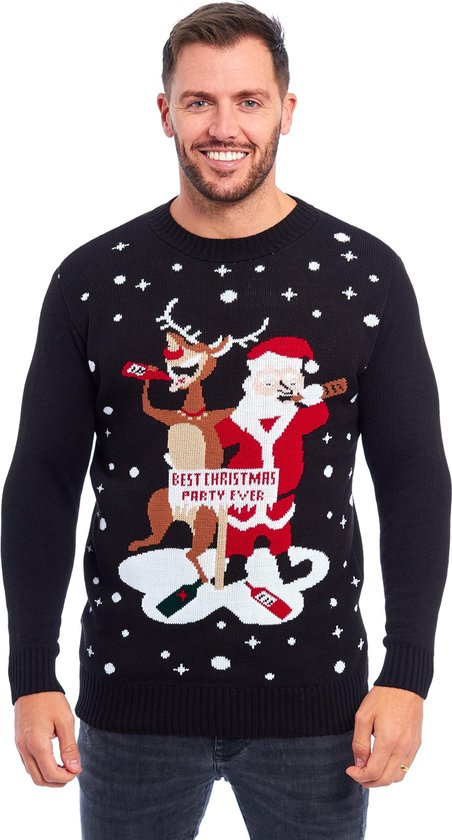 Foute Kersttrui Dames & Heren - Christmas Sweater "Best Christmas Party Ever" - Kerst trui Mannen & Vrouwen Maat L