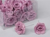 Kerststekers - Roze Roossteker 36 Stuks 35mm