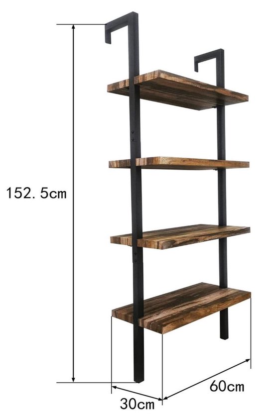 Wandkast wandrek ladder Stoer metaal hout industrieel design