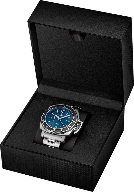 Alpha Sierra Phantom F4-B001 - Zilverkleurig / Blauw - Stalen band -  Herenhorloge -Ø 44 mm | bol.com