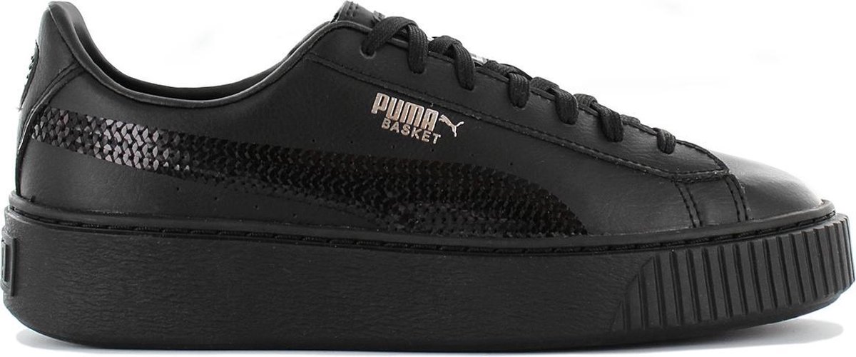 puma basket platform black and white