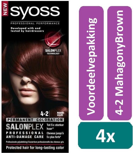 Syoss 4-2 Mahonie - Haarverf - 4 - Voordeelverpakking | bol.com