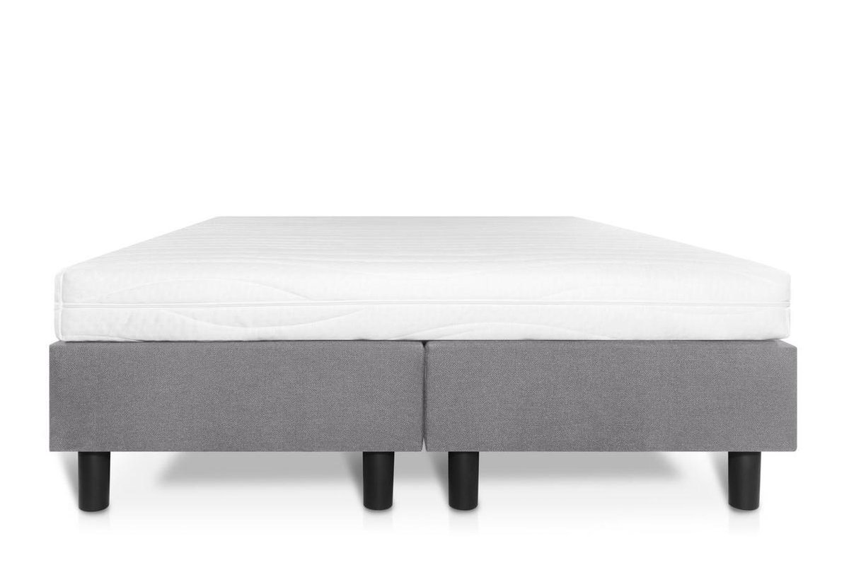 Boxspring Student Basic Lichtgrijs - 160x200 cm - Comfort Foam Matras
