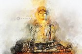 Schilderij - Boeddha in Aquarel (print op canvas), Multikleur , 3 maten , Wanddecoratie