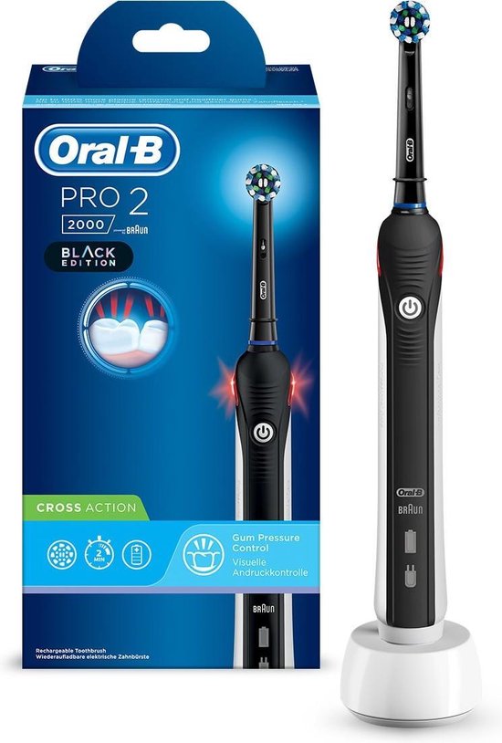 Een zekere snijden Twee graden Oral-B Pro 2 2000 - Elektrische tandenborstel - Zwart, Wit | bol.com
