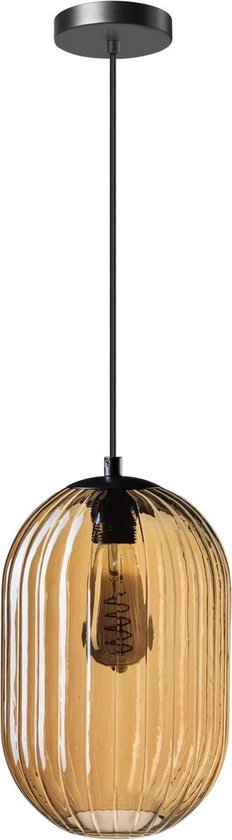 ETH Hanglamp Glamm S 20 cm Ribbel Glas / Amber