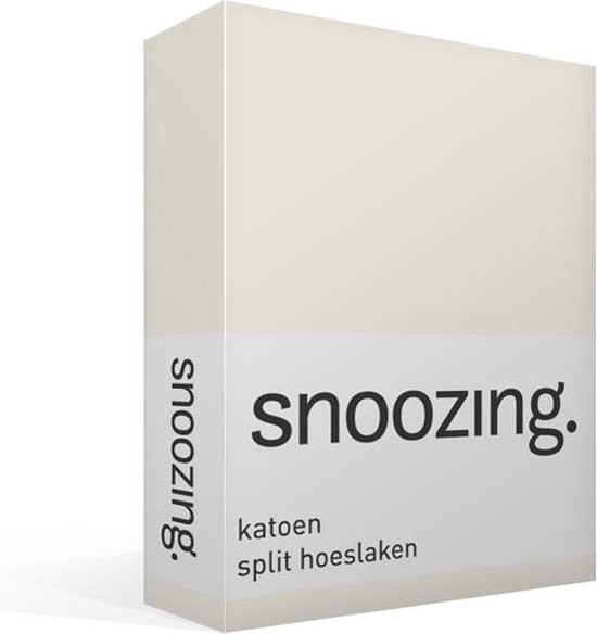 Snoozing - Katoen - Split-hoeslaken - Lits-jumeaux - 160x210/220 cm -  Ivoor
