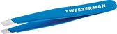 Tweezerman Studio Line Mini Pince à Épiler Slant Bahama Blue - Mini Pincettes - Travelsize, pour l'épilation et l'élimination des éclats - Acier inoxydable / Bleu - 1 pièce