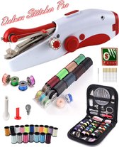 Deluxe Stitcher Pro - PREMIUM Handnaaimachine met 106 Delige Starterskit - Incl 11 extra reserve naalden - Mini naaimachine - Compact - Draadloos - Draagbare Reis Hand Naaimachine - Incl. 38 