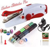 Deluxe Stitcher Pro - PREMIUM Handnaaimachine met Adapter + 20 spoelen met garen + 11 Reserve naalden en accessoires