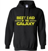 Hoodie sweater | best dad in the galaxy | verjaardag of vaderdag | black yellow | maat medium