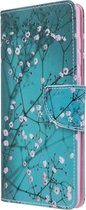 Blauw roze bloemen agenda wallet book case hoesje Samsung Galaxy A71