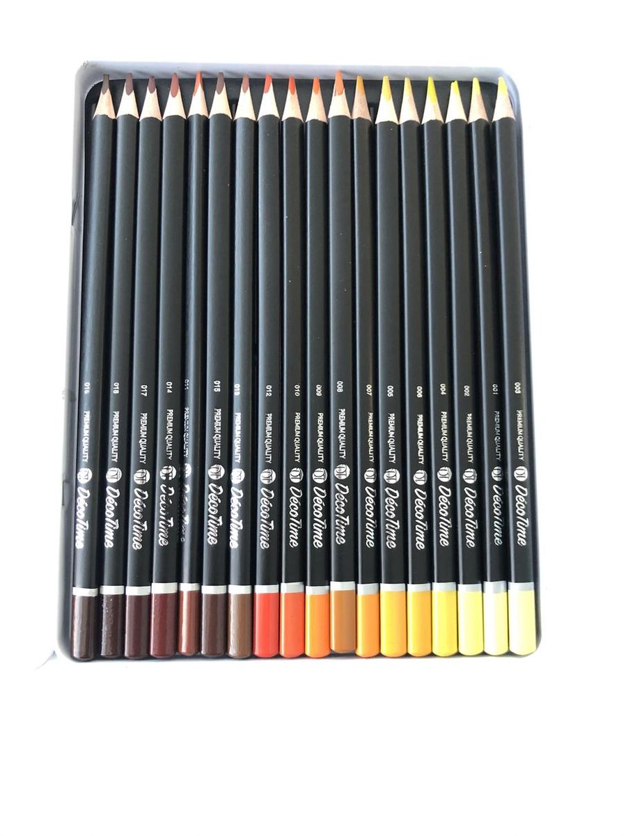 Coffrets de 18 crayons de couleur premium en étain Decotime