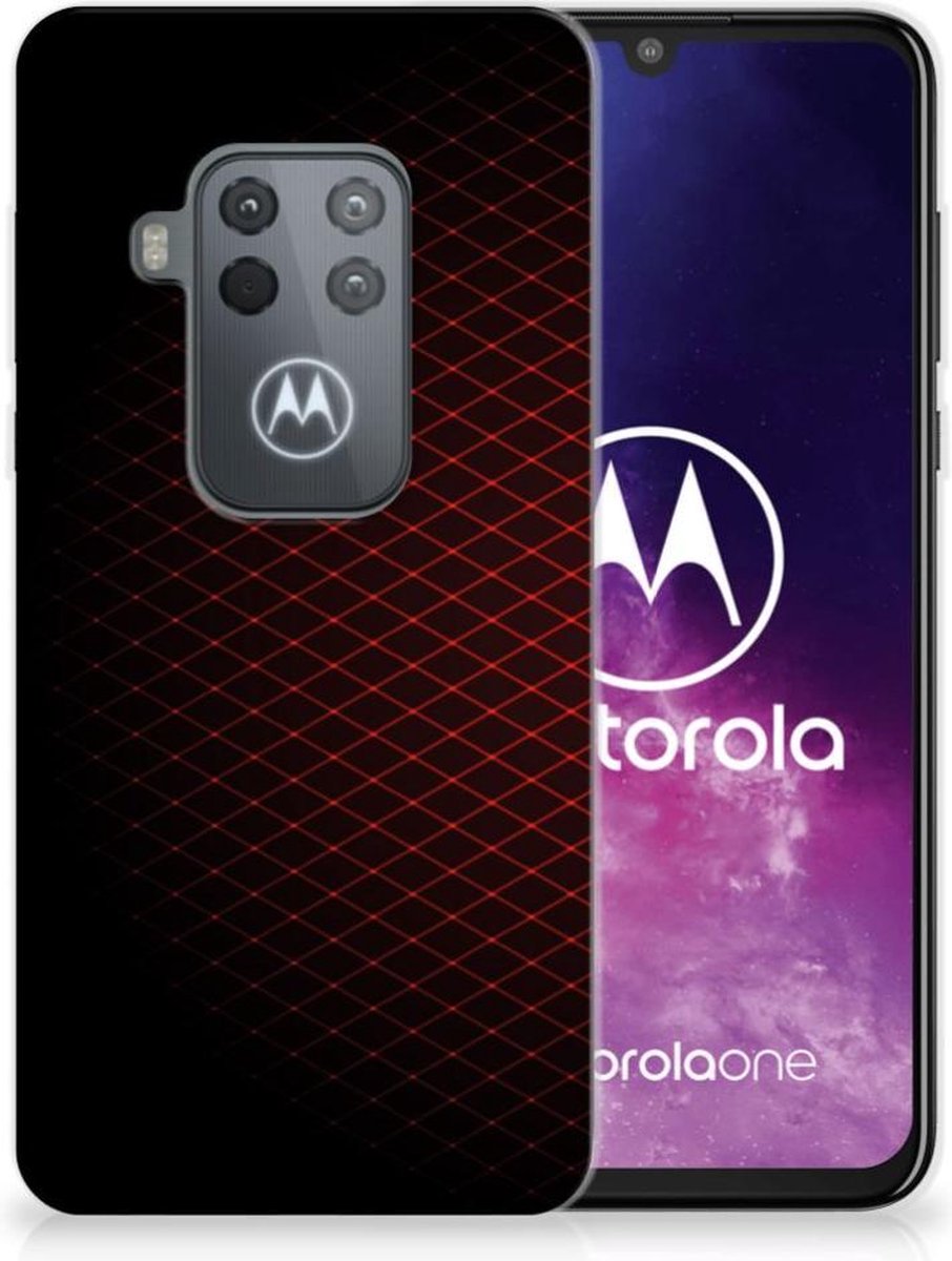 Motorola One Zoom TPU bumper Geruit Rood