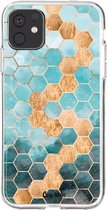 Casetastic Apple iPhone 11 Hoesje - Softcover Hoesje met Design - Honeycomb Art Blue Print