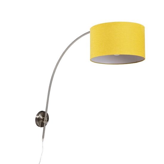 QAZQA arc - Moderne Wand booglamp voor binnen - 1 lichts - D 815 mm - Geel - Woonkamer | Slaapkamer | Keuken