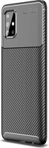 Samsung Galaxy A51 Hoesje Geborsteld Carbon Zwart