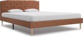 Bedframe Bruin Stof (Incl LW Led klok) 140x200 cm - Bed frame met lattenbodem - Tweepersoonsbed Eenpersoonsbed