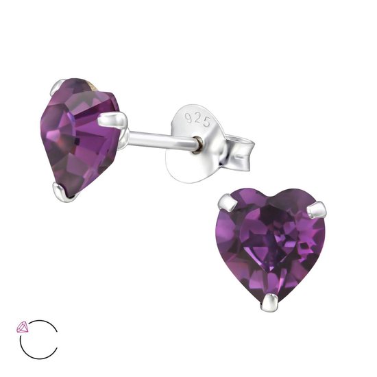 Boucles d'oreilles Montebello Efi Purple - Argent 925 - Coeur Swarovski® - Ø6mm