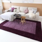 Hoogpolig vloerkleed shaggy Trend lijstmotief - paars 80x150 cm