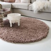 Hoogpolig rond vloerkleed shaggy Royal 5cm hoogte - Mokka 120 cm rond