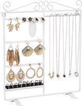 Nancy's Sieradenhouder - Metalen Oorbellenrekje - 30 x 11 x 35,5 cm - Wit