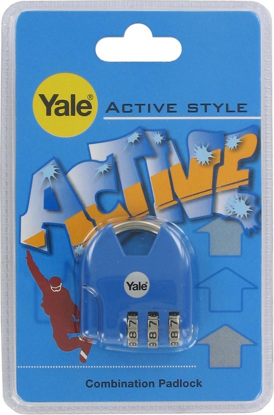 YALE kofferhangslot Active Style metaal met 3-cijferige code - cijferslot | BLAUW