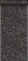Origin Wallcoverings behangpapier kalkstenen blokken zwart - 347583 - 53 cm x 10,05 m