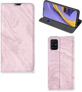 Geschikt voor Samsung Galaxy A51 Standcase Hoesje Marble Roze