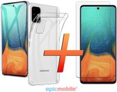 Samsung Galaxy A51 Hoesje - Transparant Silicone Case - 1x Tempered Glass Screenprotector - Epicmobile