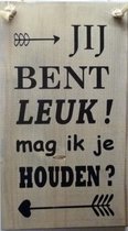 jij bent leuk hout bruin 19x35cm