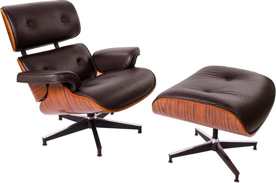 Verplaatsbaar bezig mengen Design lounge stoel met Hocker Lounge bruin | bol.com