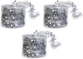 3x Dunne kerstslingers zilver 3,5 x 700 cm - Guirlandes folie lametta - Zilveren kerstboom versieringen