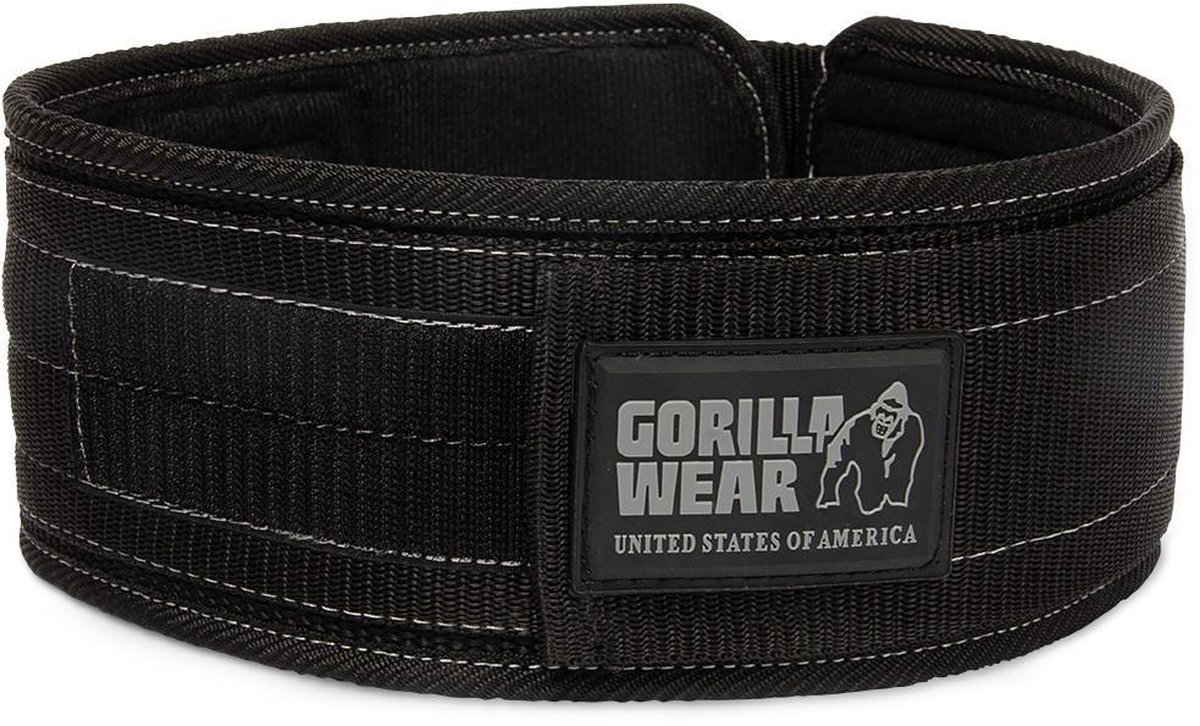 Gorilla Wear 4 inch Nylon Belt - Lifting Belt- M/L - Zwart - Gorilla Wear