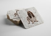Hond Basset Hound | Houten Onderzetters 6 Stuks