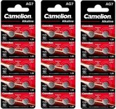 Camelion AG7 395/399 / SR 927 SW / G7 Pile bouton 1,5 V - 30 pièces (3 blisters de 10 pièces)