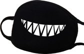 Mondmasker - Mondkapje - Stofmasker - K-pop - Kpop - Gezichtsmasker - met print - zwart - smile - 1 stuk