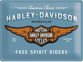 Tin Sign 'Harley Davidson Logo Blue' 30 x 40 cm