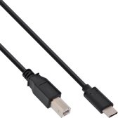 InLine USB-C naar USB-B kabel - USB2.0 - tot 1A / zwart - 5 meter