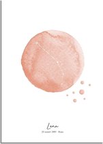 DesignClaud Geboorteposter Sterrenbeeld Ram – Roze Kraamcadeau A2 poster (42x59,4cm)