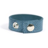 Kinderarmband - blauw leer vintage - breedte 20mm - verstelbaar maat 14cm tot 16,5cm