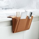 Vilten opbergzak voor iPad en boek - bruin - hangende, flexibele opberger voor afstandsbediening - bed & bank - bedside pocket - nachtkastje